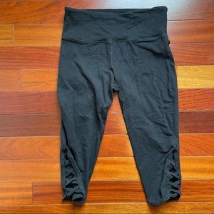 Forever 21 Crop Athletic Black Lace Up Legging